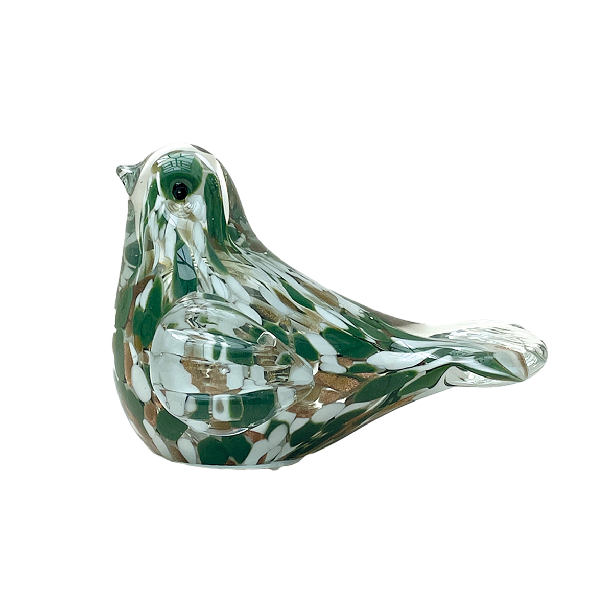 Déco LED oiseau moucheté vert à piles L13,5 P7 H9,5cm