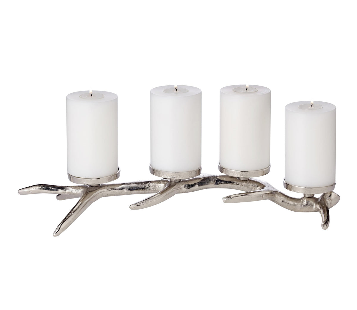Bougeoir 51 cm Kingstone Bois de Cerf Aluminium Nickelé, Edzard