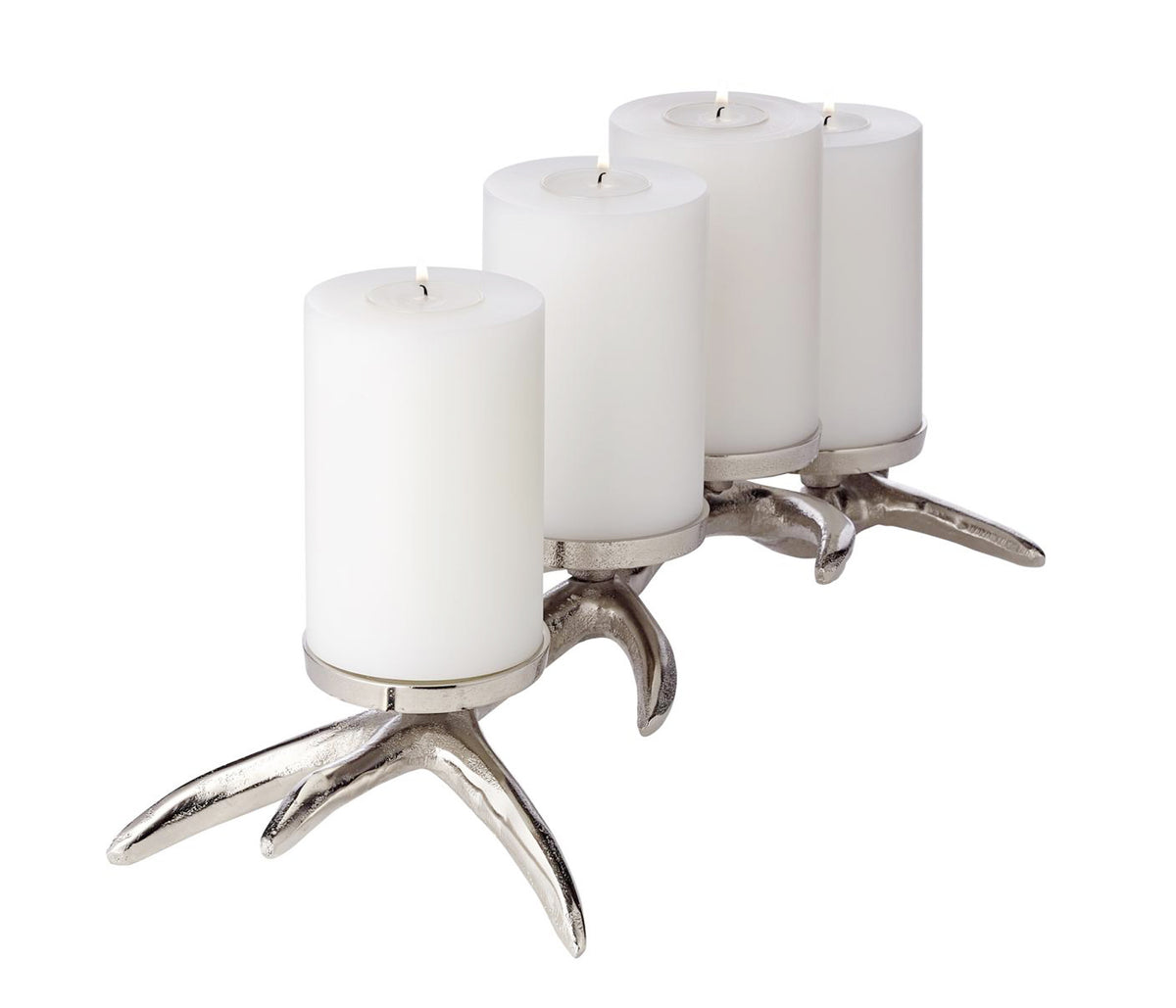 Bougeoir 51 cm Kingstone Bois de Cerf Aluminium Nickelé, Edzard
