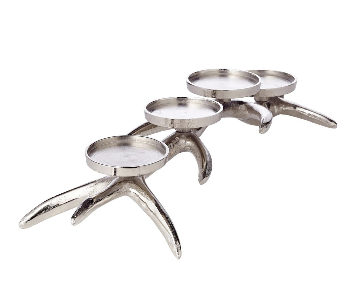 Bougeoir 51 cm Kingstone Bois de Cerf Aluminium Nickelé, Edzard