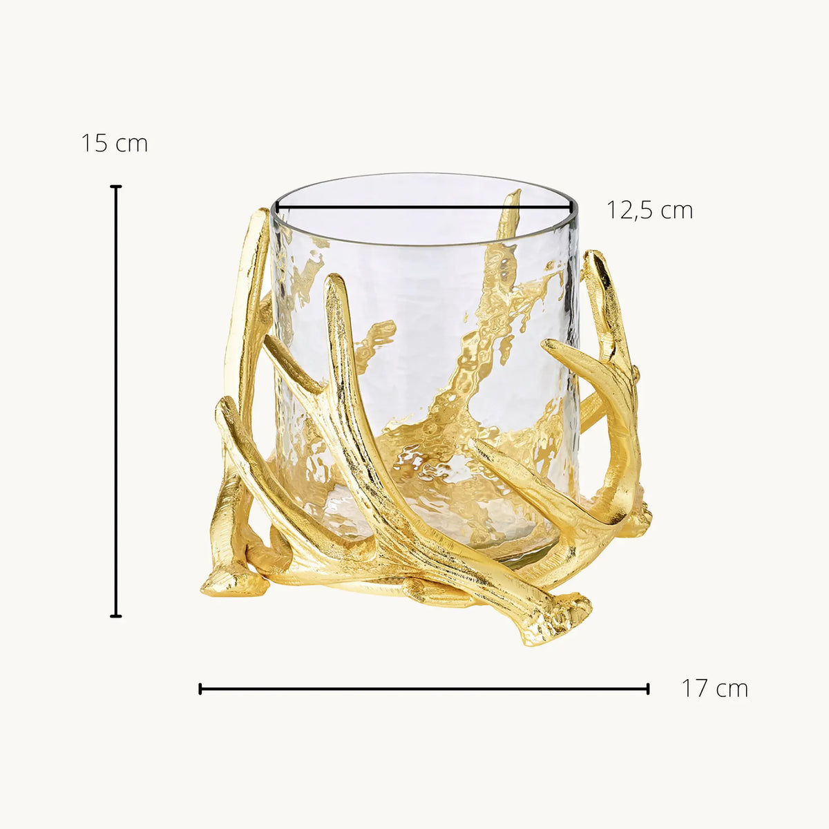 Photophore Cerf Gold 15 cm, Edzard