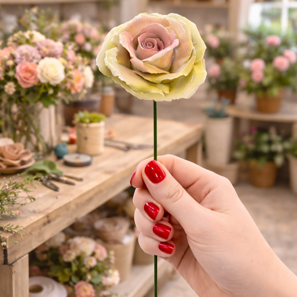 Rose Céramique 6-7 cm – Capodimonte: Rosso