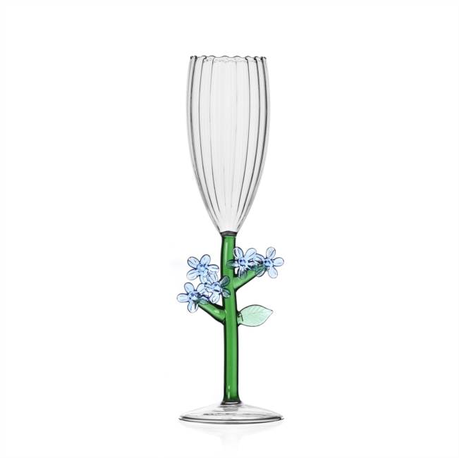 Flûte Fleur Light Blue en verre optique à tige, Ichendorf