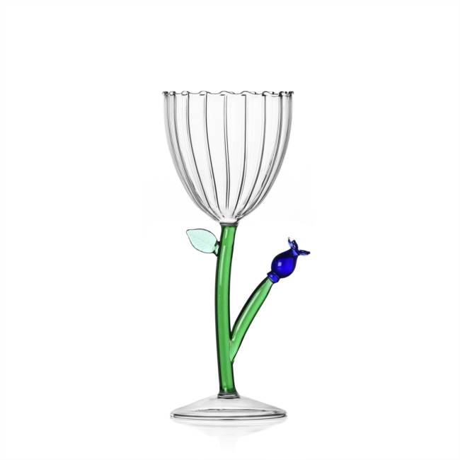 Verre Fleur Blue en verre optique à tige, Ichendorf