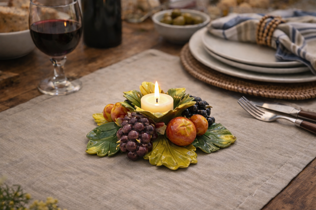 Bougeoir Céramique italienne avec motif de raisin 15cm: Raisin