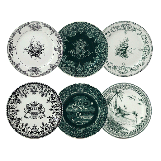 Assiettes dessert 23.2 cm 6 assorties, Les Dépareillés vert, Gien