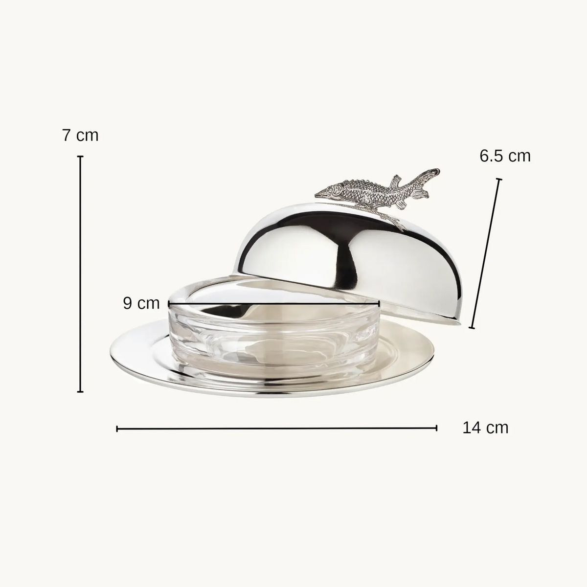 Plat à caviar Esturgeon (hauteur 7 cm, Ø 14 cm), plaqué argent, Edzard