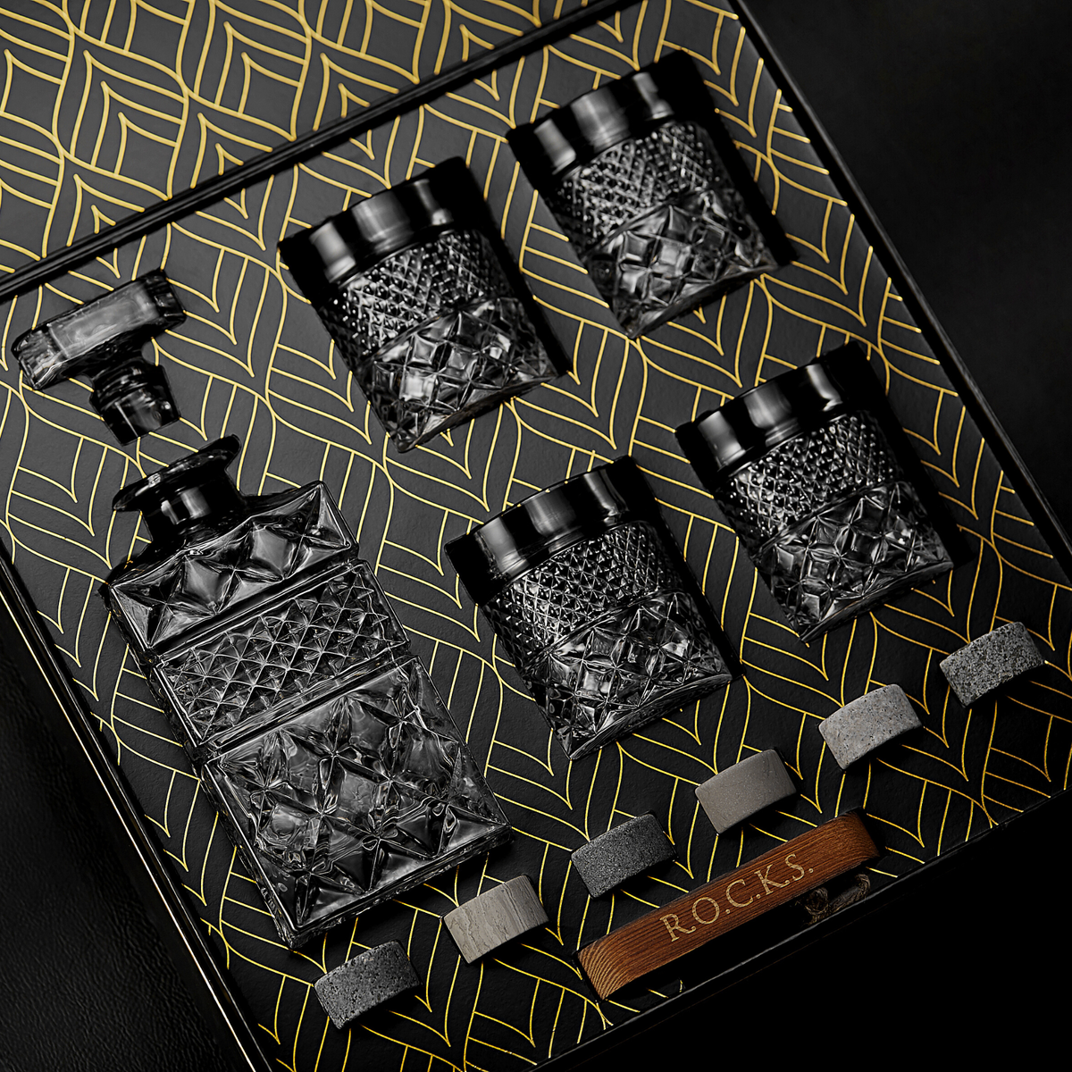 Coffret Cadeau Carafe à Whisky avec Verres et Pierres de Refroidissement