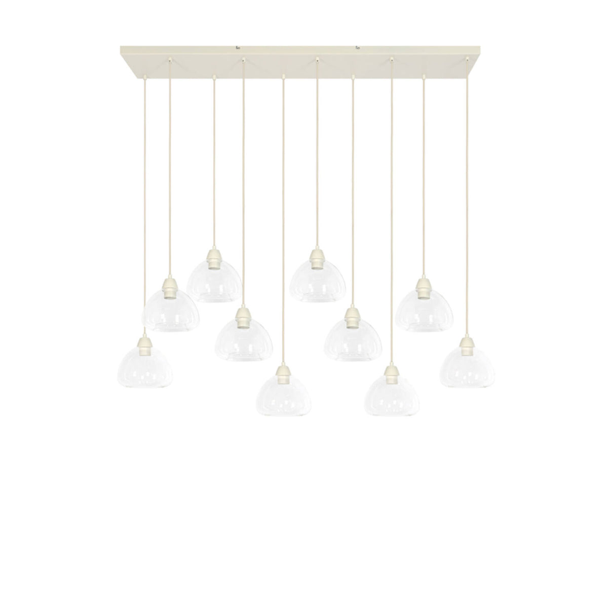 Suspension 10L 120x19x14 cm BISHO verre clair+crème, Light & Living