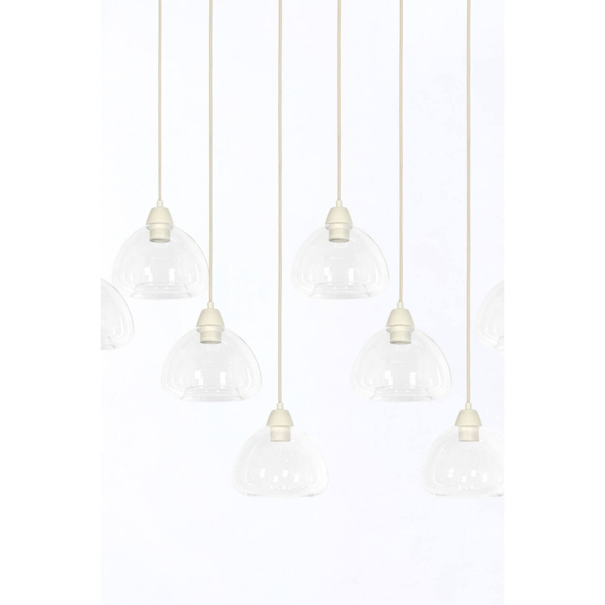Suspension 10L 120x19x14 cm BISHO verre clair+crème, Light & Living
