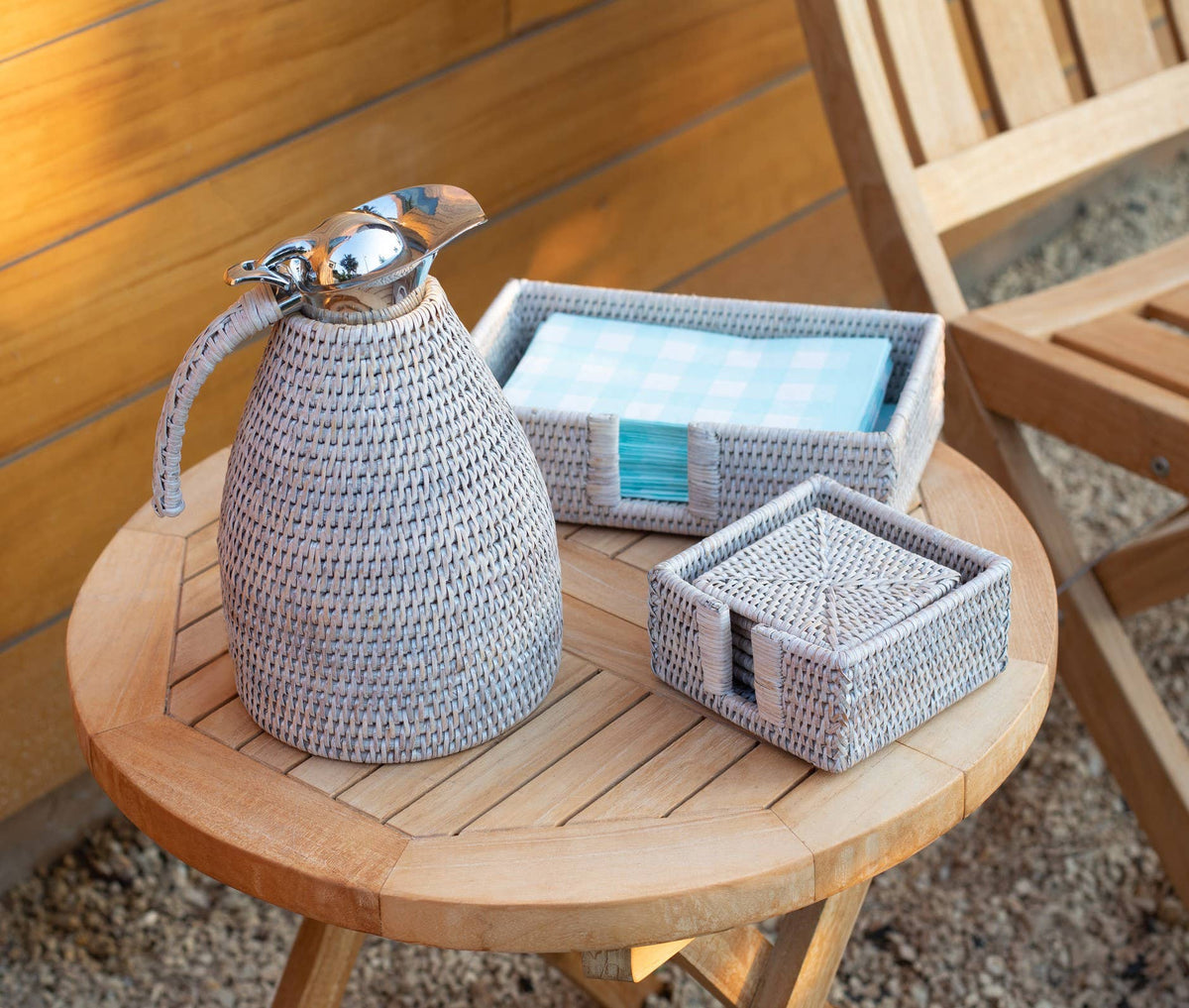 Carafe isotherme en acier inoxydable 1,5L Rattan: Lavage blanc
