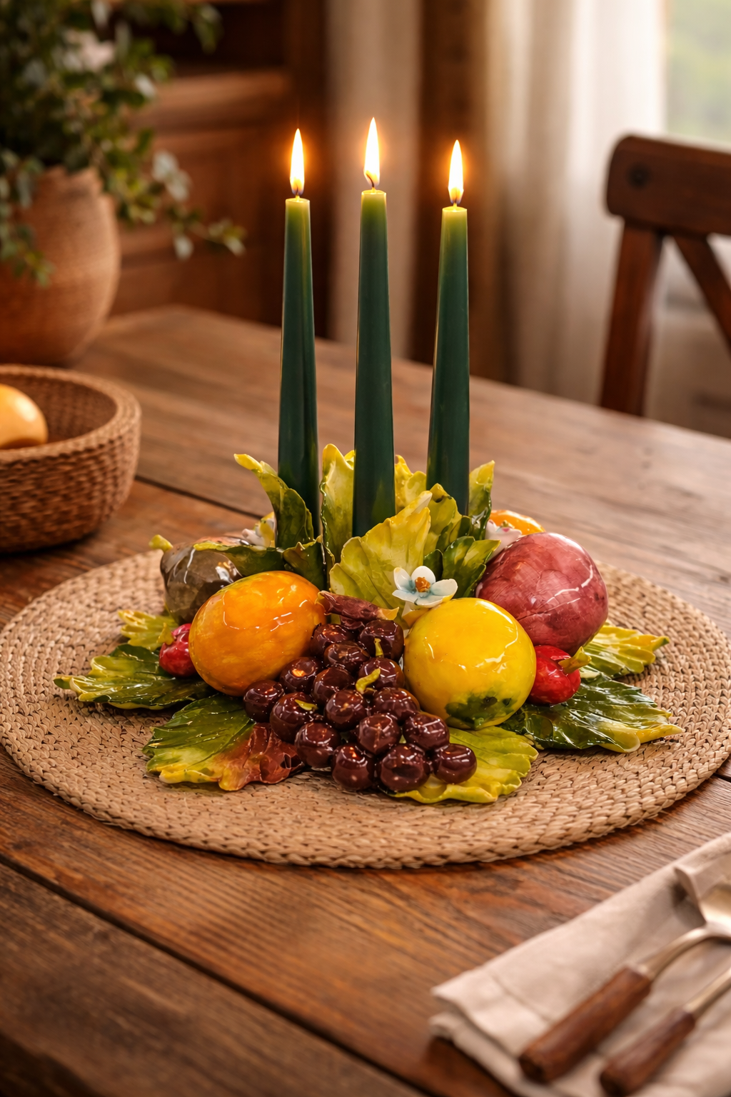 Bougeoir TRIS Céramique italienne aux fruits assortis 25 cm
