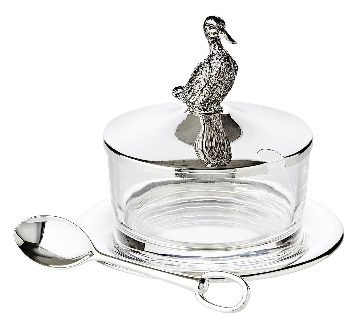 Jam pot on tray + spoon, Duck, Edzard