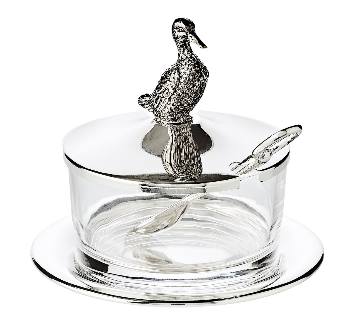 Jam pot on tray + spoon, Duck, Edzard