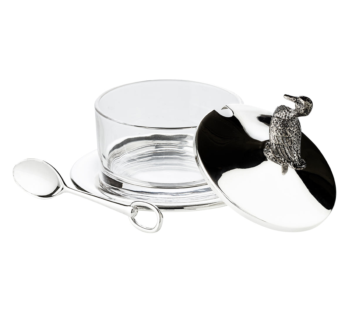 Jam pot on tray + spoon, Duck, Edzard