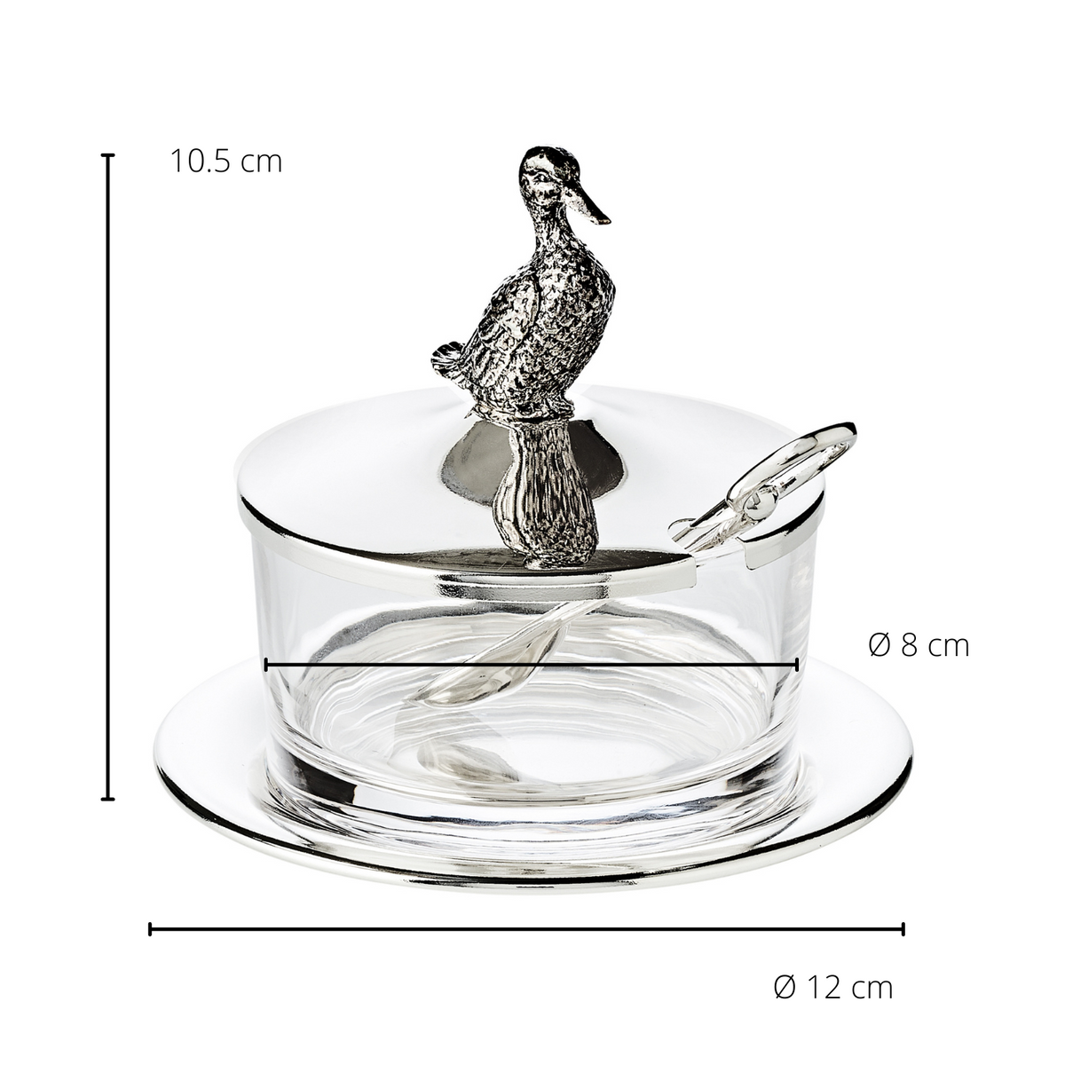Jam pot on tray + spoon, Duck, Edzard