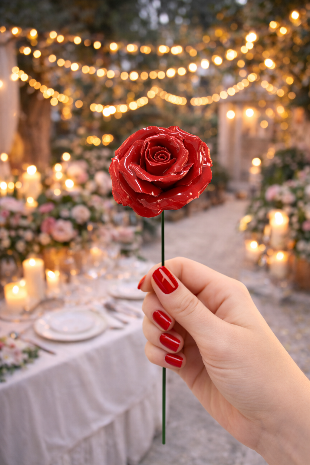 Rose Céramique 6-7 cm – Capodimonte: Rosso