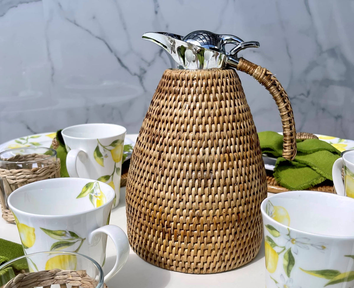 Carafe isotherme en acier inoxydable 1,5L Rattan: Lavage blanc