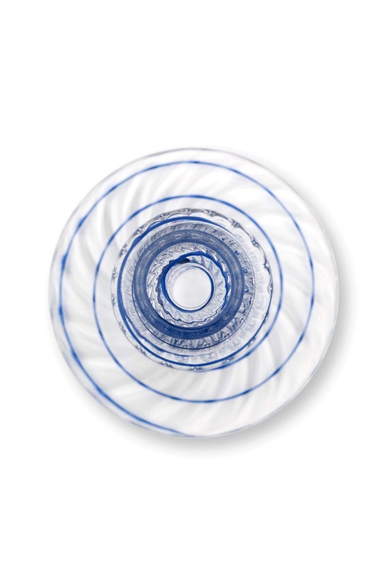 Bougeoir en Verre Tourbillon Bleu Foncé 28cm, Pip Studio