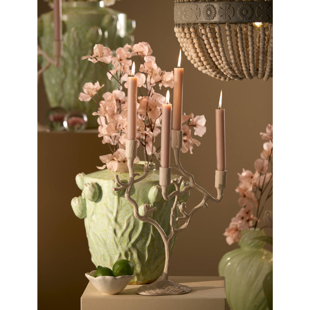 Chandelier 4L 35x14x47 cm JARDIA crème, Light & Living