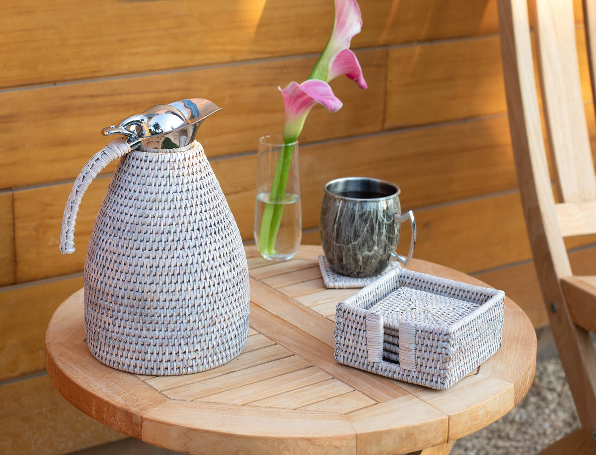 Carafe isotherme en acier inoxydable 1,5L Rattan: Lavage blanc