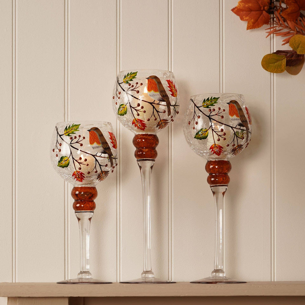 Porte-bougies set de 3 Robin 13x30cm, 13x35cm et 13x40cm
