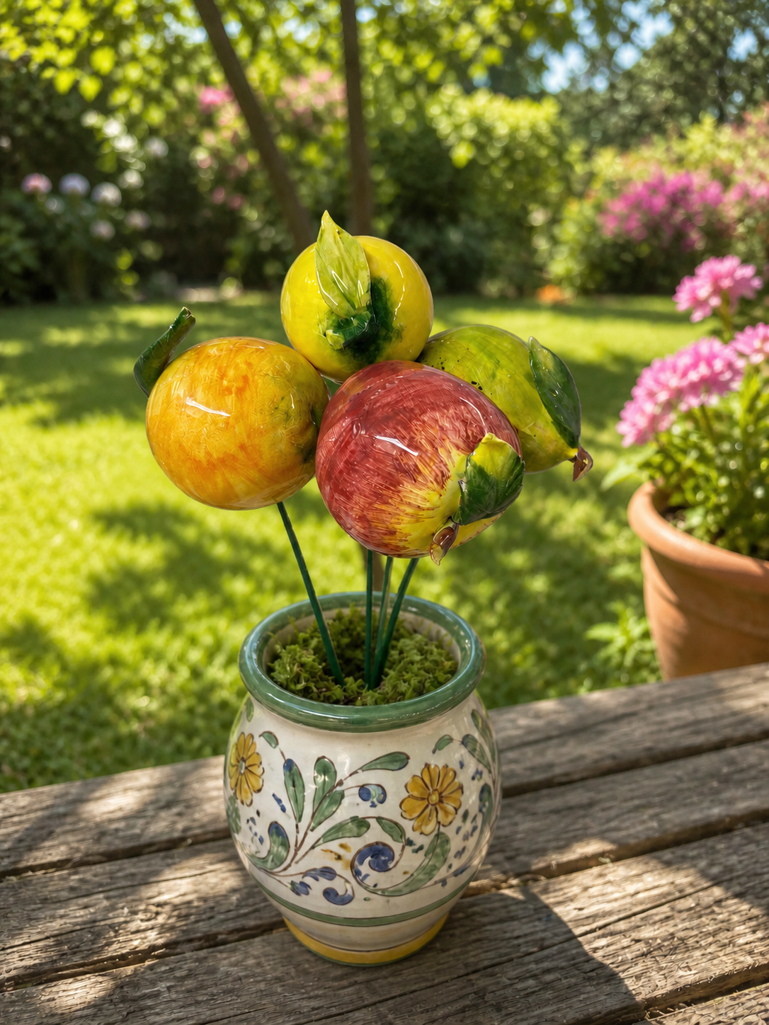 Poire Céramique italienne avec tige 6-7 cm – Décor fait main