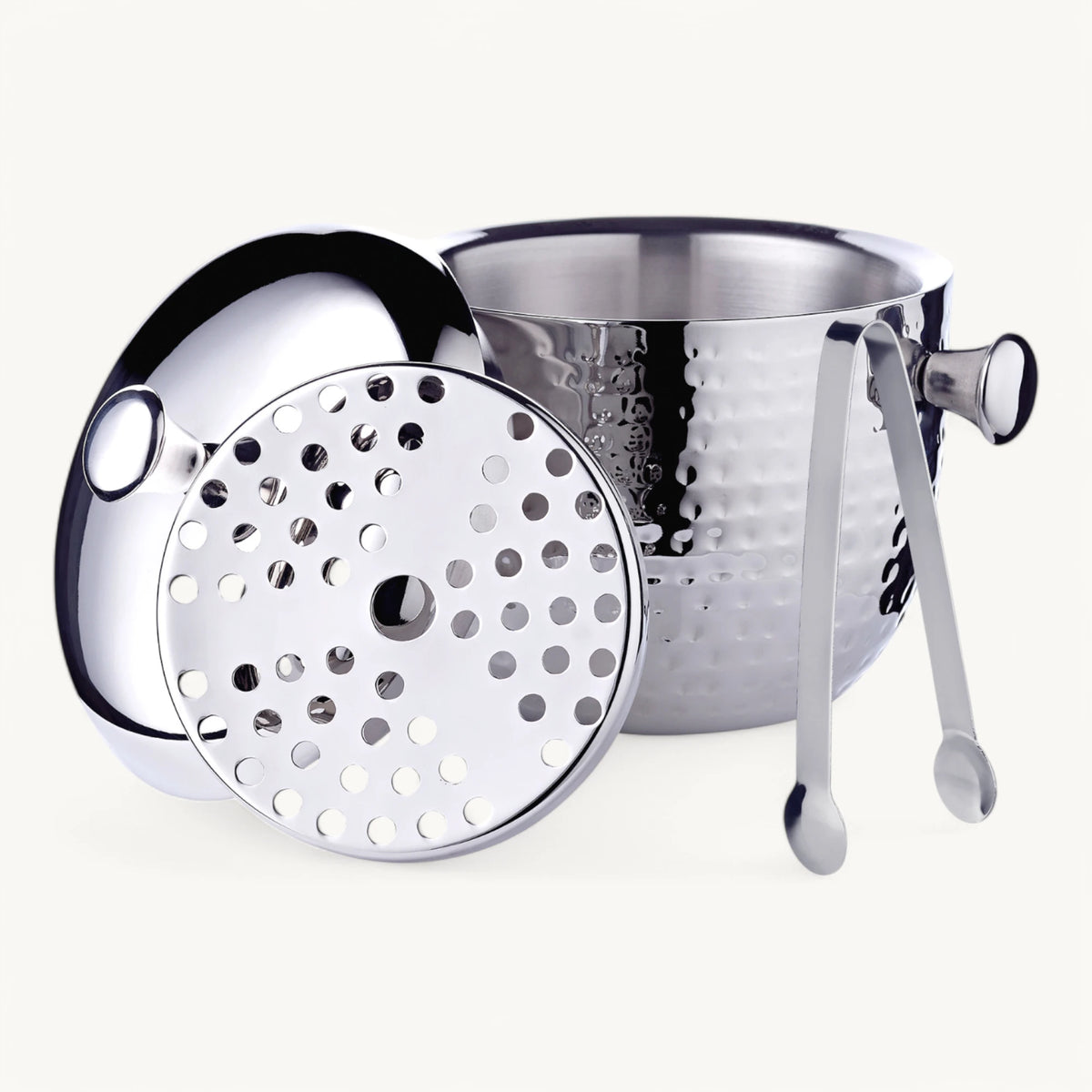 Seau à glace Rico (h. 21 cm) avec couvercle, en acier inoxydable martelé, Edzard