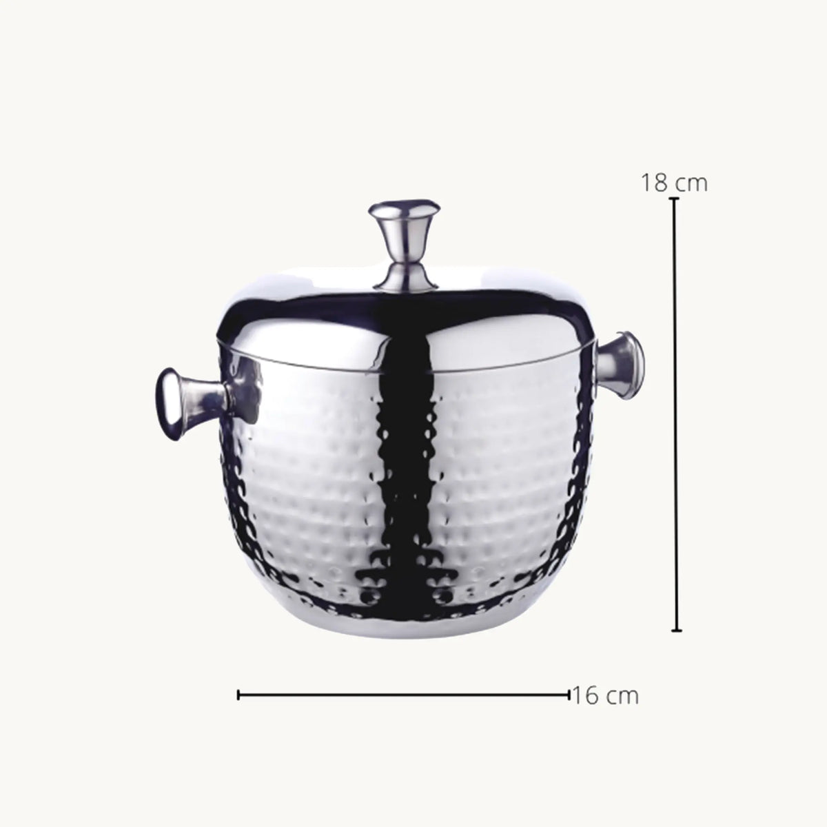 Seau à glace Rico (h. 21 cm) avec couvercle, en acier inoxydable martelé, Edzard