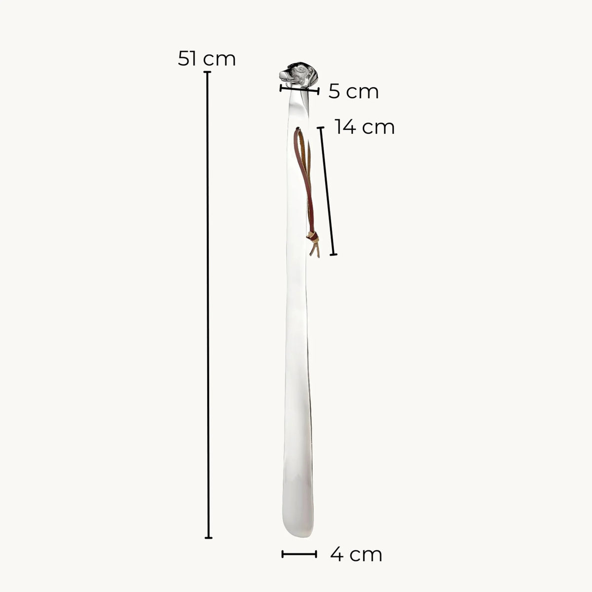 Chausse-pied Bello, L 51 cm, nickelé, poli brillant, bracelet en cuir véritable