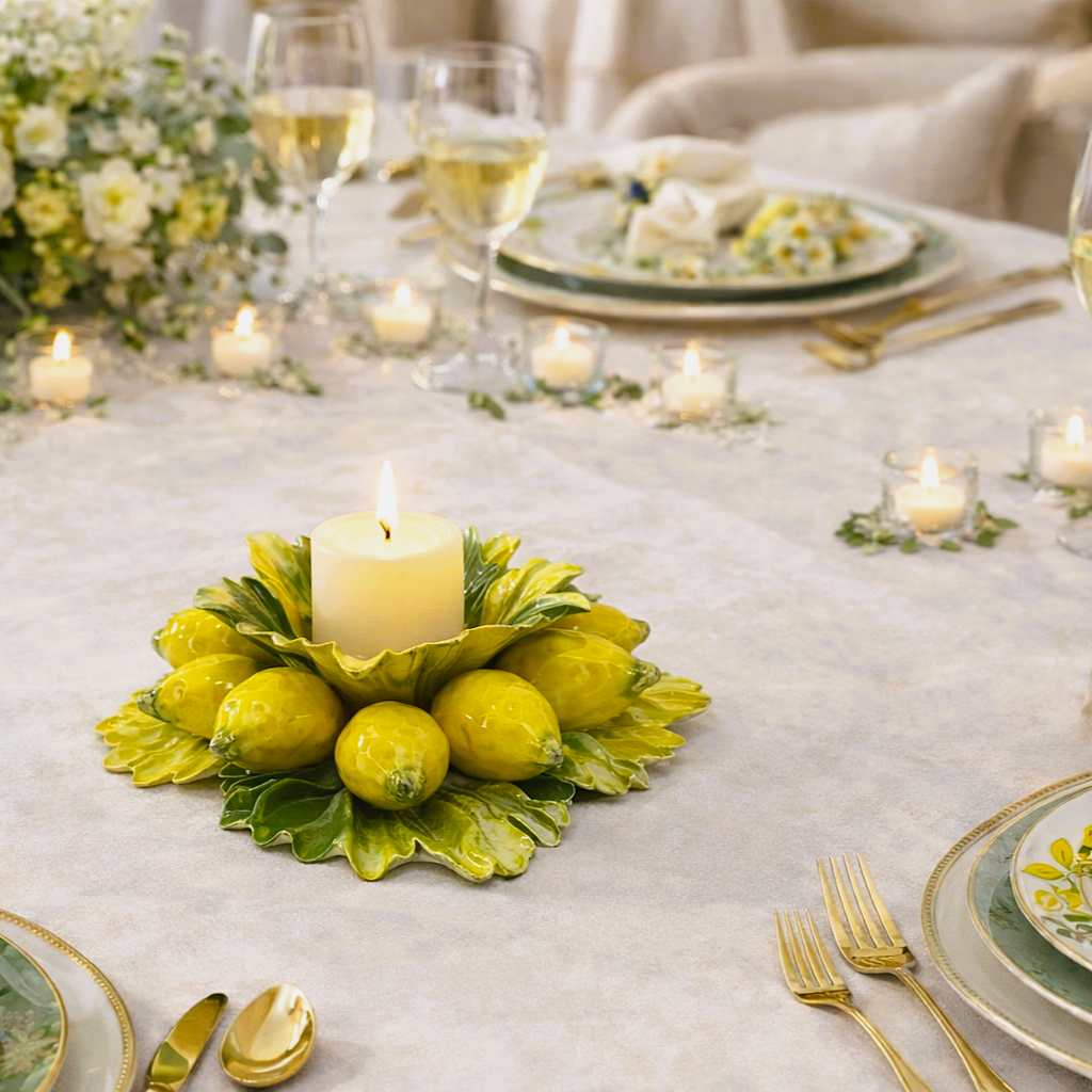 Bougeoir Céramique italienne avec citron 15cm