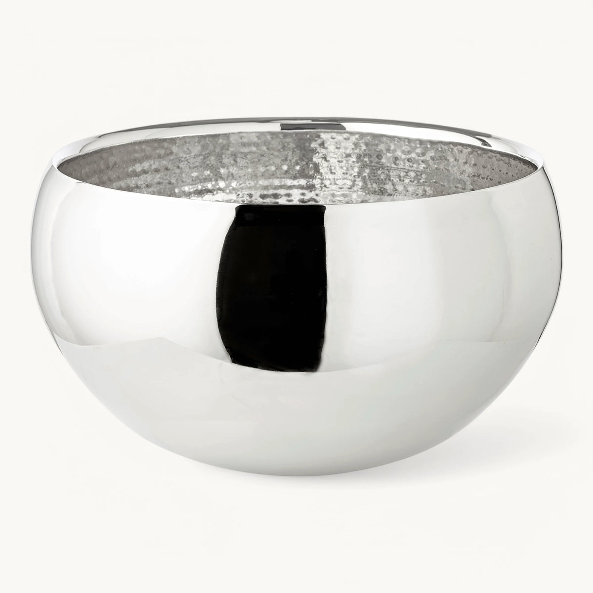 Bol Enea (hauteur 19 cm, Ø 34 cm), intérieur martelé, poli brillant, acier inoxydable, Edzard