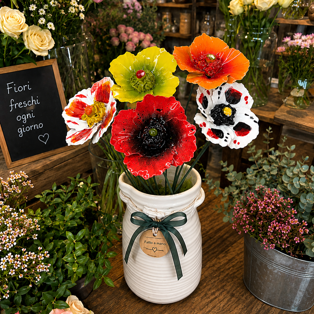 Coquelicot Céramique 6-7 cm – Capodimonte: Giallo e Verde