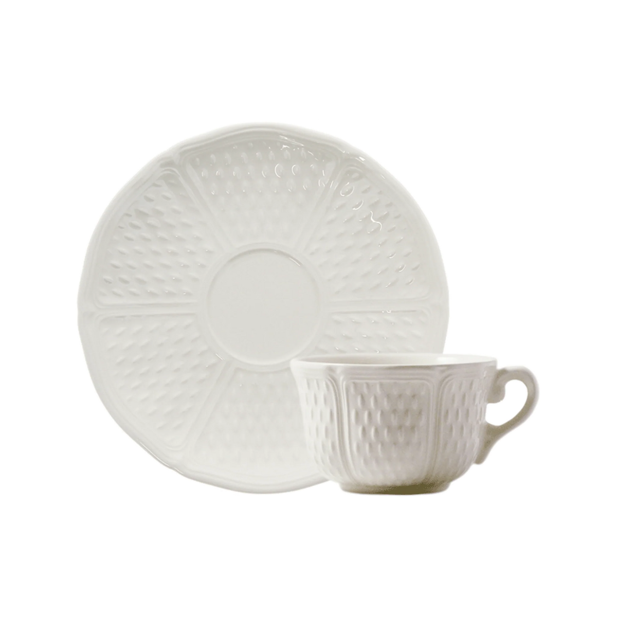 Tasse et Soucoupe à Déjeuner, Pont Aux Choux Blanc, Gien