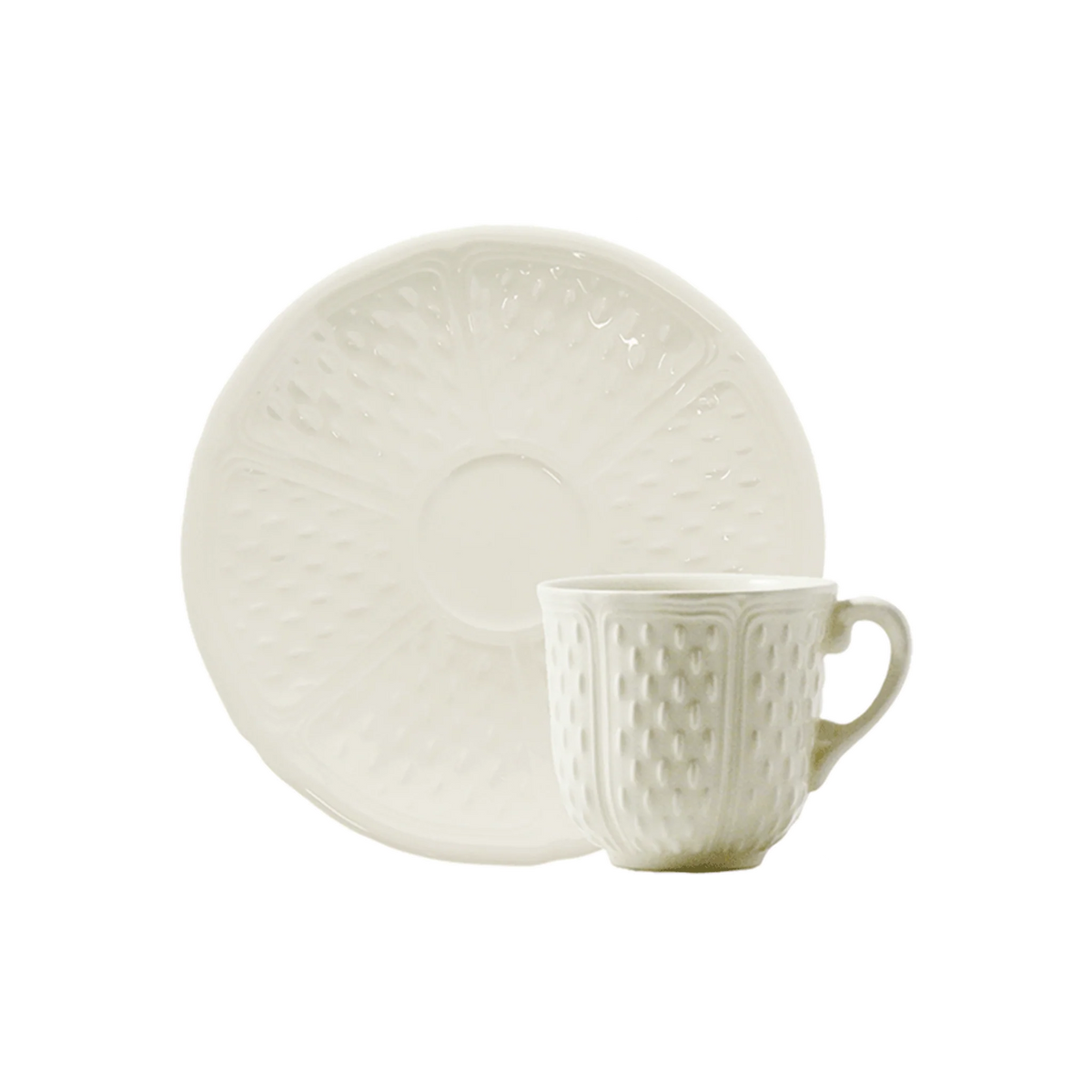 Tasse et soucoupe à thé US, Pont aux Choux Blanc, Gien