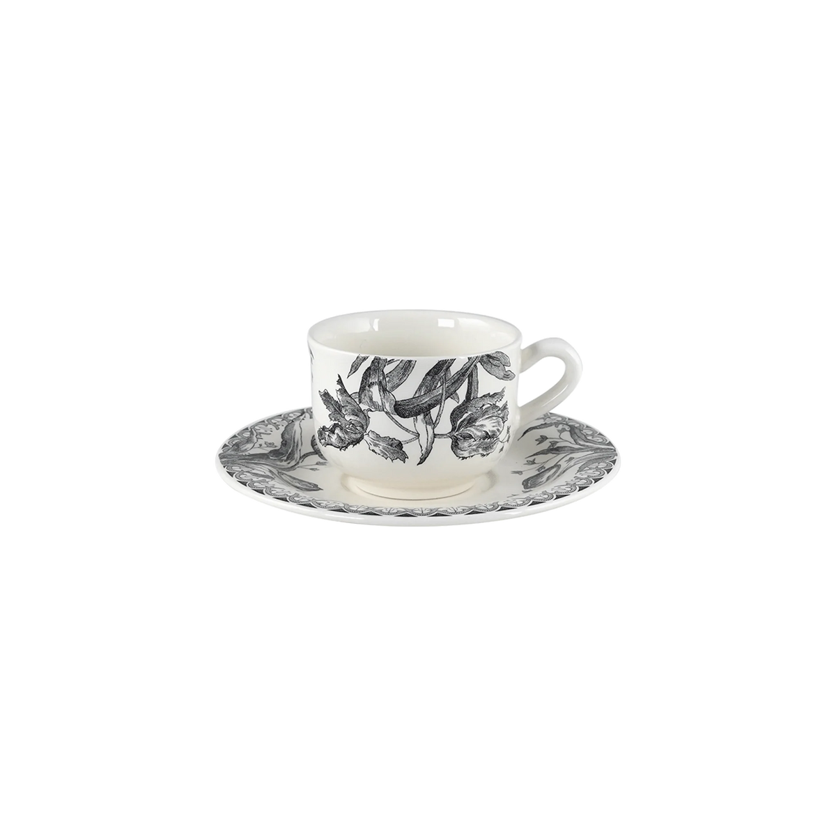 Tasse et Soucoupe à Café, Tulipes Noirs, Gien