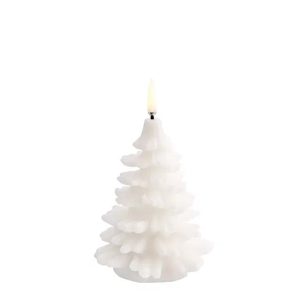 Sapin de Noël en bougie LED, blanc nordique, lisse, 9 x 12 cm, Uyuni