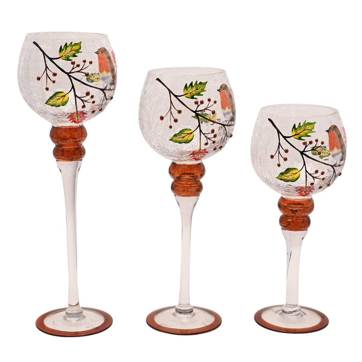 Porte-bougies set de 3 Robin 13x30cm, 13x35cm et 13x40cm