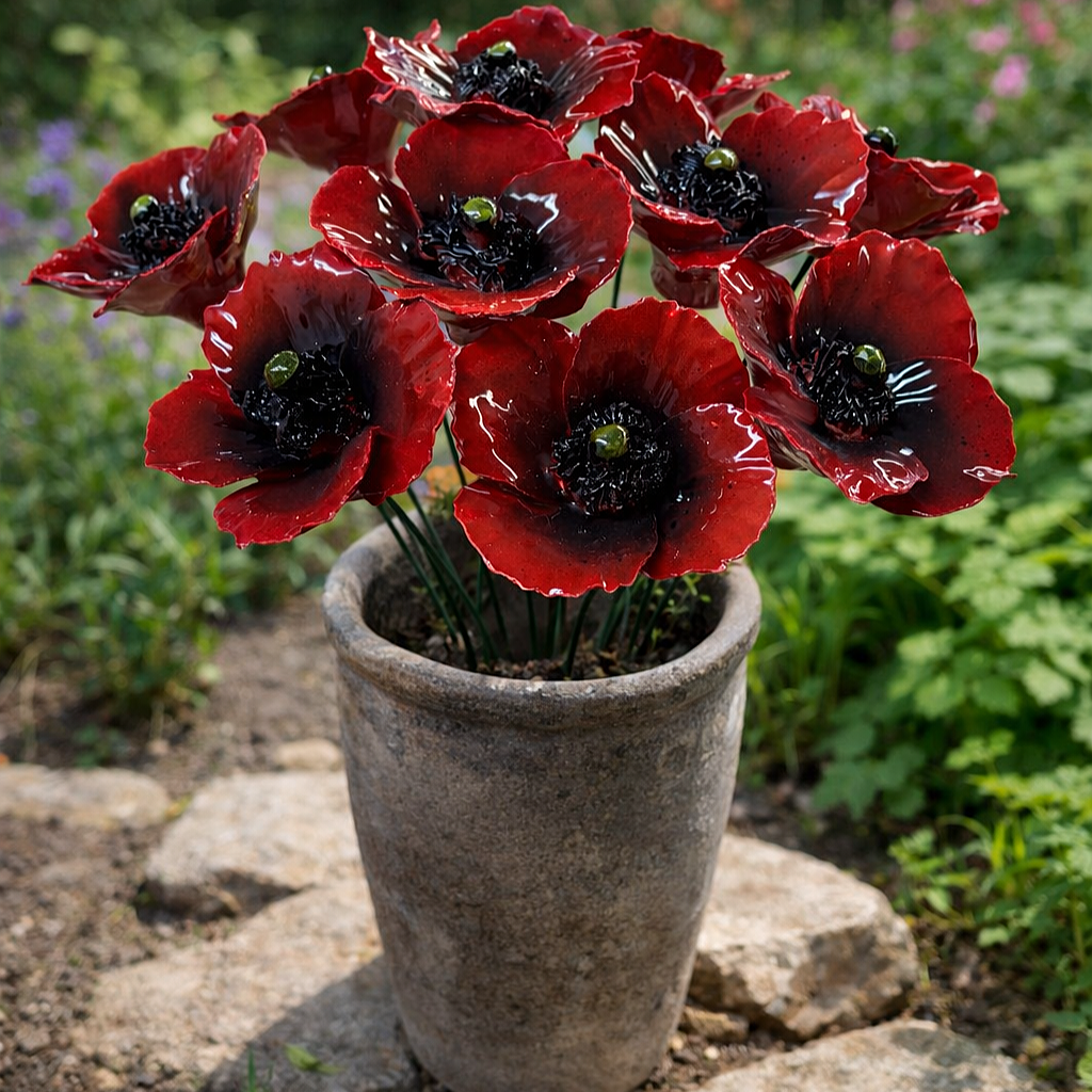 Coquelicot Céramique 6-7 cm – Capodimonte: Arancione e Rosso