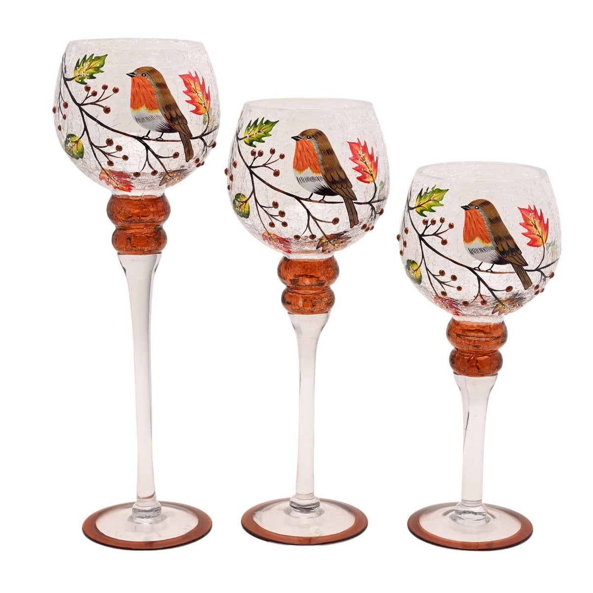 Porte-bougies set de 3 Robin 13x30cm, 13x35cm et 13x40cm