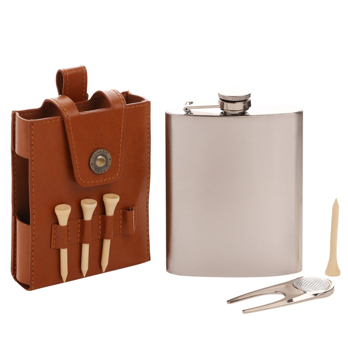Flasque de hanche pour golfeurs Harvey Makin - Tan
