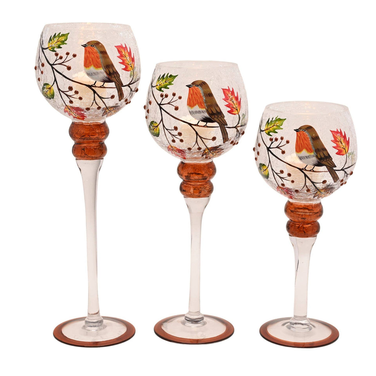 Porte-bougies set de 3 Robin 13x30cm, 13x35cm et 13x40cm