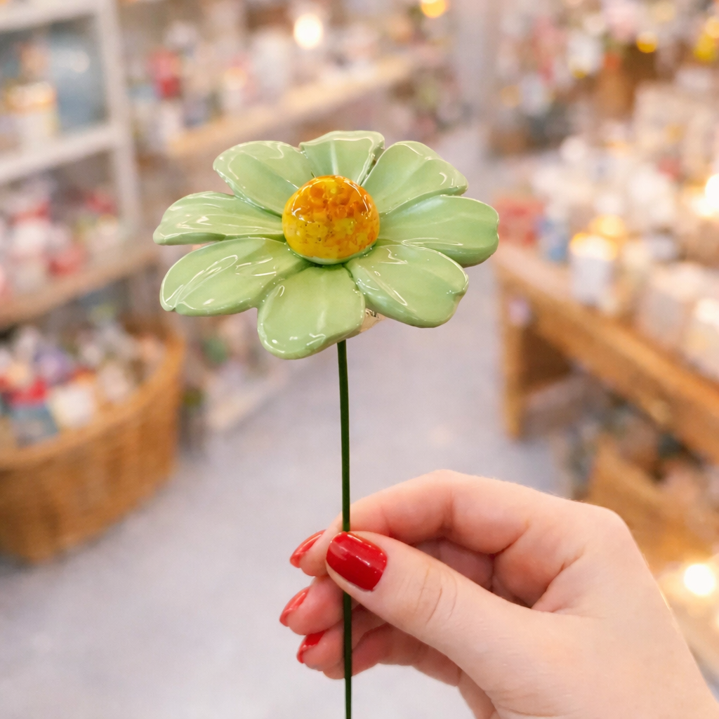 Marguerite Céramique 6–7 cm – Capodimonte: Verde Chiaro