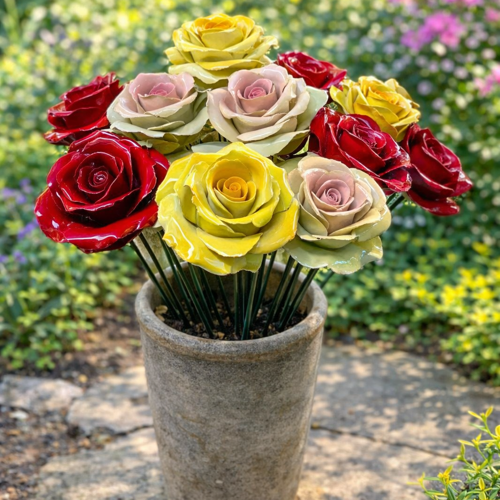 Rose Céramique 6-7 cm – Capodimonte: Rosso