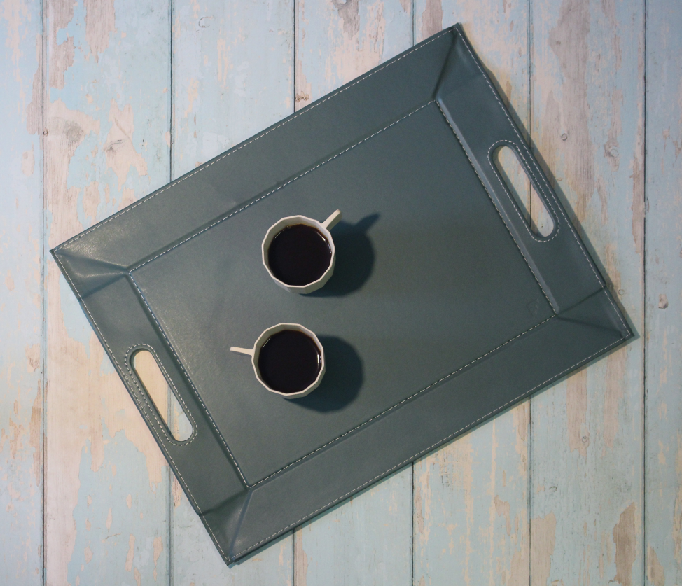 Plateau Réversible 45x35 cm Vert Olive/Ivoire, N2J