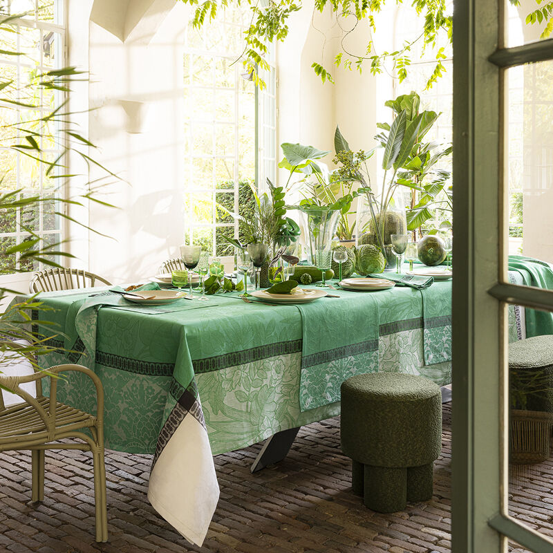 Nappe 175x250cm, Escapade Tropicale Caméléon, LE JACQUARD FRANCAIS