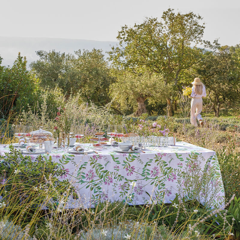 Chemin de Table 50x150cm, Pois de Senteur Floral, LE JACQUARD FRANCAIS