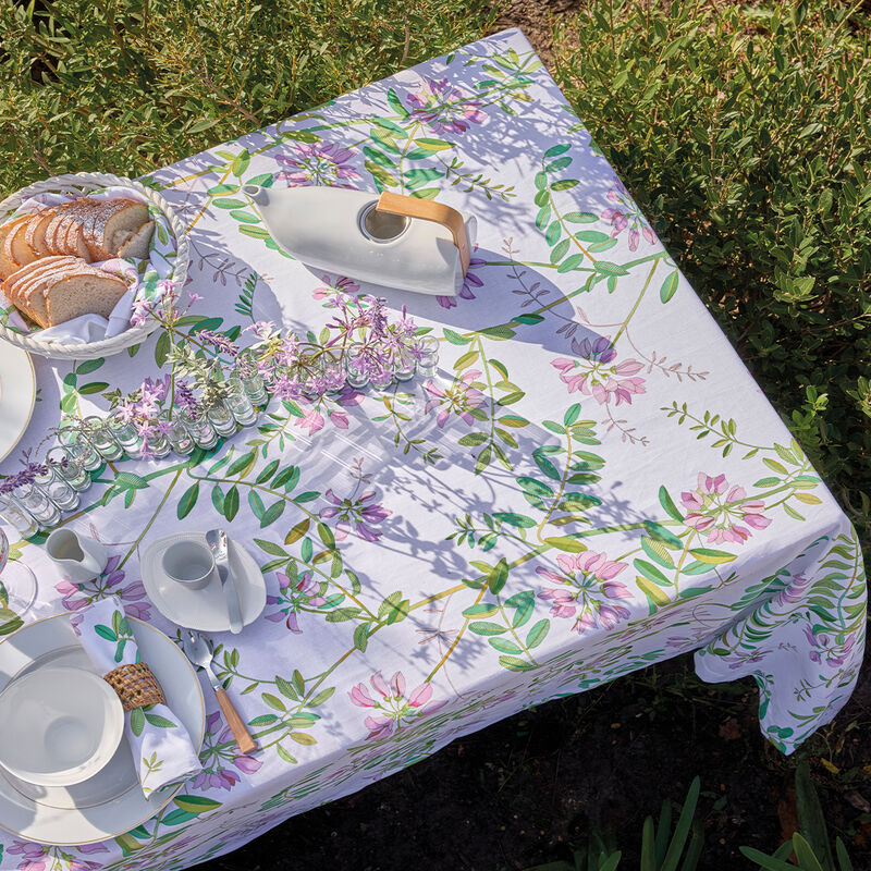 Nappe 150x260cm, Pois de Senteur Floral, LE JACQUARD FRANCAIS