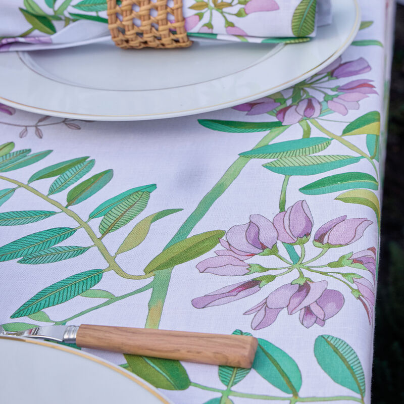 Chemin de Table 50x150cm, Pois de Senteur Floral, LE JACQUARD FRANCAIS