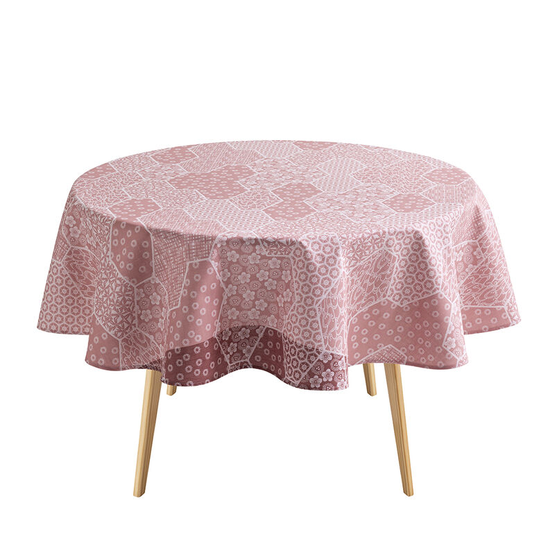 Nappe Ronde Enduite 150cm, Wagara Cerisier, Le Jacquard Français